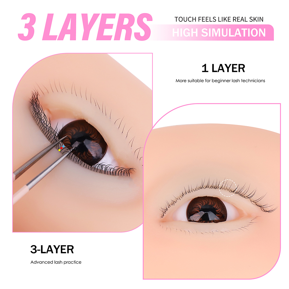 3 Layer Silicone Eye Model for - Eyelash Extension Model recension och pris